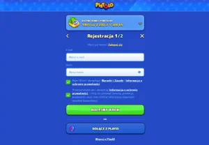 Aktualny ekran rejestracji Pistolo