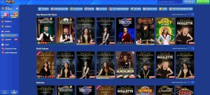 Sekcja live casino w aktualnym interfejsie Pistolo